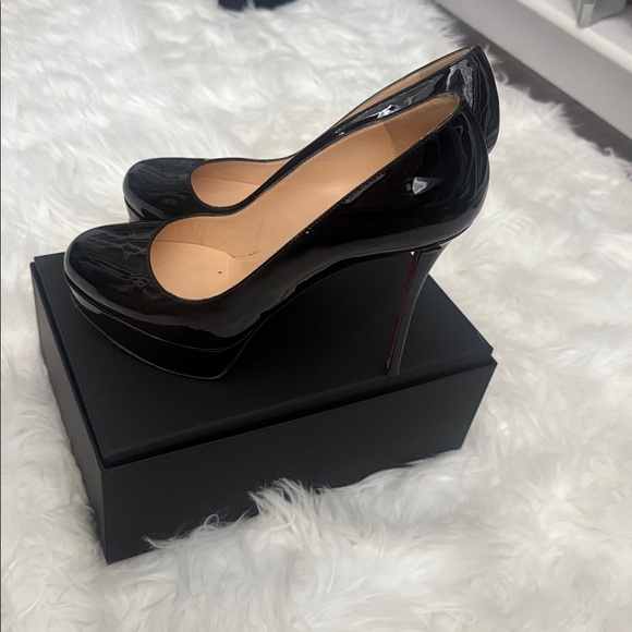 Christian Louboutin Shoes - Christian Louboutin Black Patent Leather Platform Heels